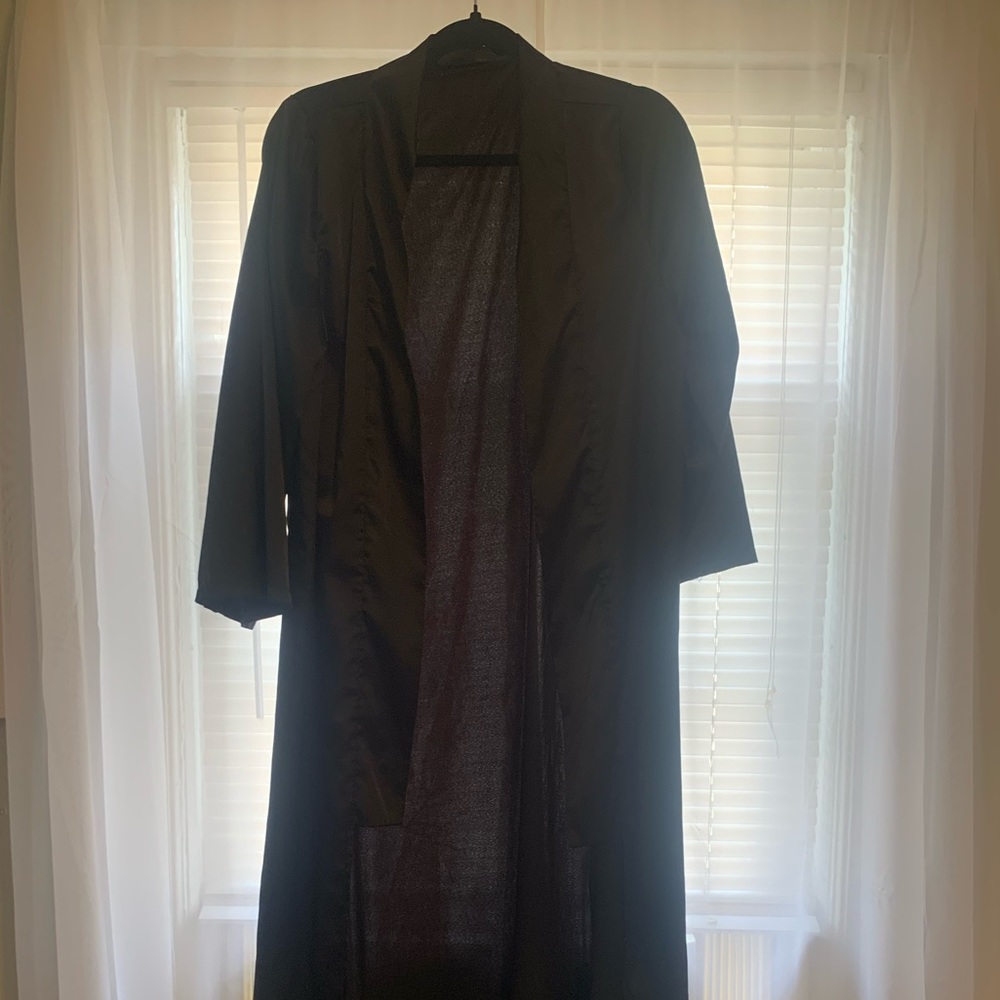 Satin Black Long Cardigan
